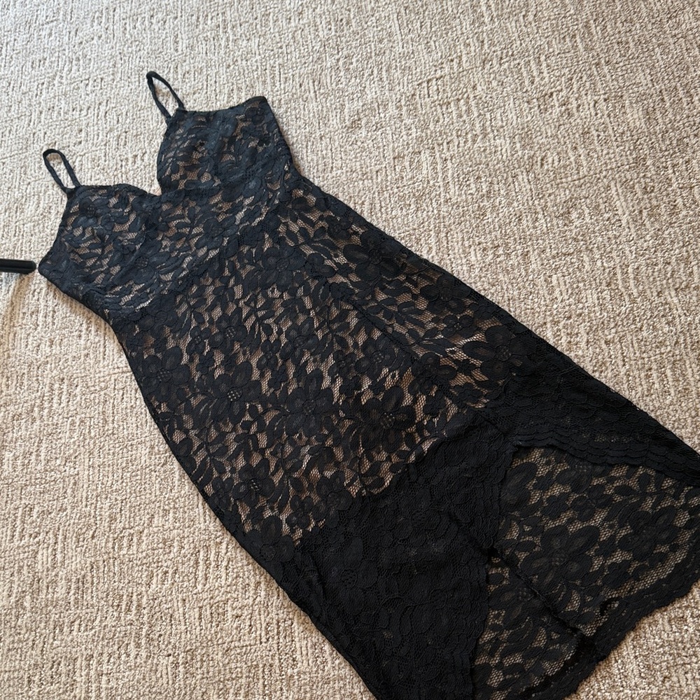 Elegant Black Lace Slip Dress size S